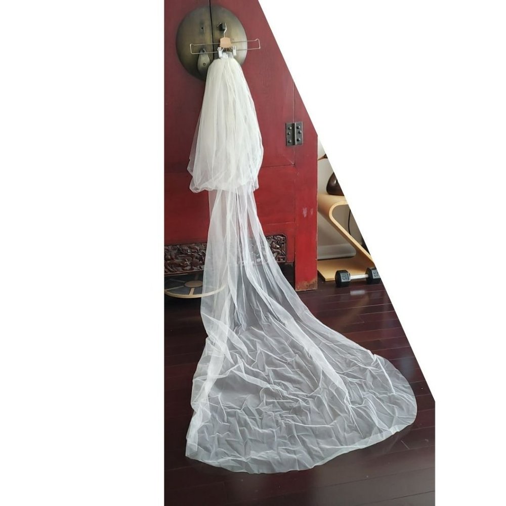 NEW Champagne Cathedral Long Wedding Veil Hair Accessories with Comb for…